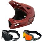 Fox Rampage MTB Fullface Helm rot mit TWO-X Race Brille