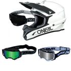 Oneal 1Series Crosshelm Solid weiss mit TWO-X Atom Brille