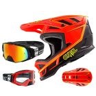 Oneal Blade Charger Downhill Helm neon rot mit TWO-X Rocket Brille