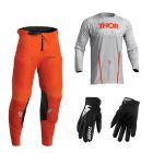 Thor Pulse Combo Mono grau orange Hose Jersey Handschuhe
