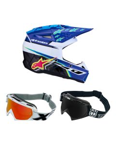 Alpinestars-Kinder-MX-Helm-Combo-SM3-Falcon-blau-weiss-mit-TWO-X-Race-Brille-APS-27-CO-010926-MX-10