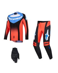 Alpinestars MX Combo Hose Shirt Techstar Knif orange blau