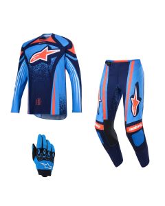 Alpinestars MX Combo Hose Shirt Techstar Nomur blau orange