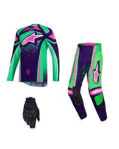 Alpinestars MX Combo Hose Shirt Techstar Nomur lila grün