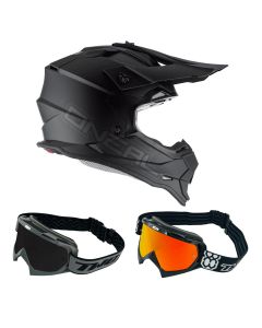 Oneal Crosshelm 2Series Combo FLAT mit TWO-X Race Brille schwarz