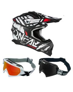 Oneal Crosshelm 2Series Combo GLITCH mit TWO-X Race Brille schwarz