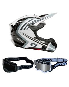 Oneal Crosshelm Combo 5SRS SPIKE mit TWO-X Atom Brille weiss schwarz