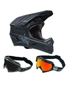 Oneal MTB Helm Combo BACKFLIP SOLID mit Race Brille weiss