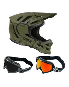 Oneal MTB Helm Combo BLADE STRIKE mit Race Brille schwarz grün