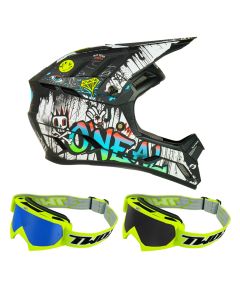 Oneal MTB Helm Combo BACKFLIP RANCID mit Race Brille schwarz weiss