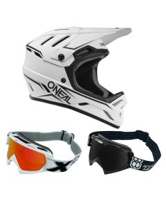 Oneal MTB Helm Combo BACKFLIP SOLID mit Race Brille grau