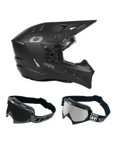 Oneal Crosshelm Combo Ex-Series mit TWO-X Race Brille schwarz