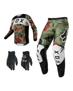 FOX 180 BNKR Combo camo grün Hose Shirt Handschuhe