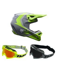 Fox-Kinder-MX-Helm-Combo-V1-Frame-gelb-grau-mit-TWO-X-Race-Brille-FX-26-CO-010926-MX-17