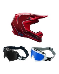 Fox-Kinder-MX-Helm-Combo-V1-Raid-schwarz-rot-mit-TWO-X-Race-Brille-FX-26-CO-010926-MX-25