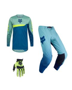 Fox MX Combo Hose Shirt Flexair FRACTURE blau grün