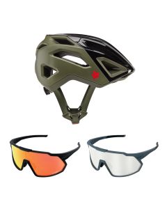 Fox Crossframe Pro ASHR Gravel MTB Helm mit Speed Brille gr&uuml;n