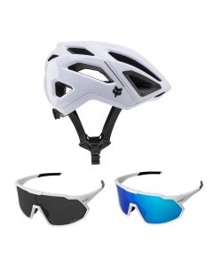 Fox Crossframe Pro Solid Gravel MTB Helm mit Speed Brille weiss