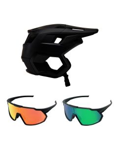 Fox Dropframe MTB Helm mit Brille schwarz