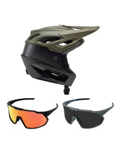 Fox Dropframe Pro RUNN MTB Helm mit Brille grün