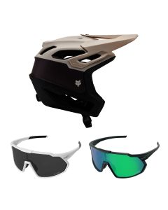 Fox Dropframe Pro RUNN MTB Helm mit Brille lila