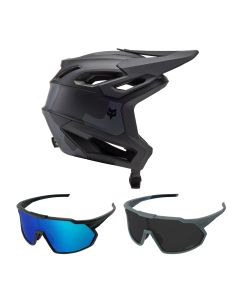 Fox Dropframe Pro RUNN MTB Helm mit Brille schwarz camo