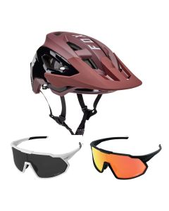 Fox Speedframe Pro MTB Helm mit Brille braun