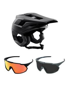 Fox Dropframe Pro MTB Helm schwarz mit Brille