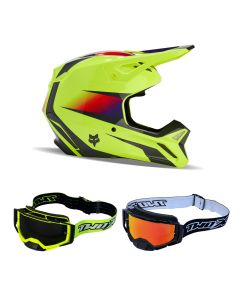 Fox V1 Flora MX Helm Combo gelb