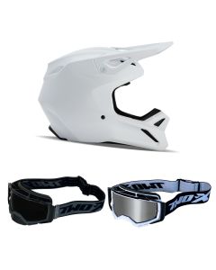 Fox V1 Solid MX Helm Combo weiss