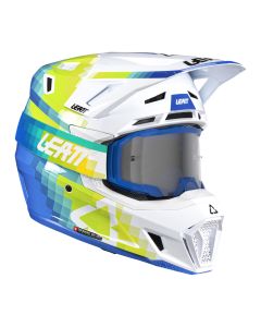 Leatt Motocross Helm mit Brille Moto Kit 7.5 weiss blau M