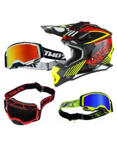 Oneal 2Series Rush Crosshelm rot gelb inkl. TWO-X Atom Crossbrille