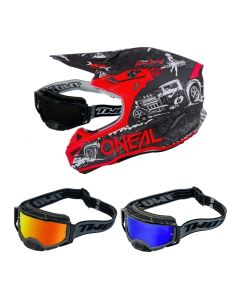 Oneal 5Series Crosshelm Polyacrylite HR V. 22 schwarz rot mit TWO-X Atom Brille