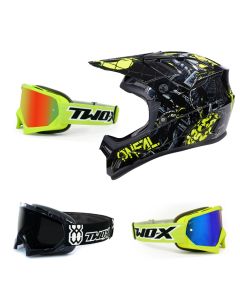 Oneal Backflip MTB Helm Zombie schwarz neon mit TWO-X Race Brille