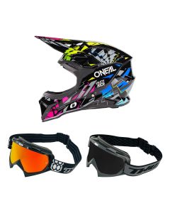 Oneal-Kinder-MX-Helm-Combo-1SRS-STIXX-schwarz-bunt-mit-TWO-X-Race-Brille-ON-27-CO-260826-MX-1