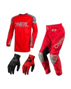 Oneal Matrix Ridewear Combo 21 rot Crosshose Jersey Handschuhe