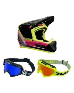 Thor-Kinder-MX-Helm-Combo-FLEET-DEFY-schwarz-neon-mit-TWO-X-Race-Brille-TH-26-CO-020926-MX-16
