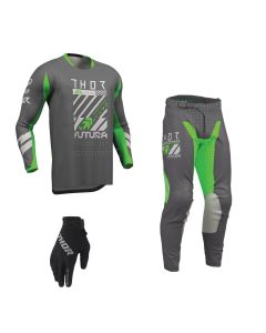 Thor MX Combo Hose Shirt Launchmode Futura grau grün