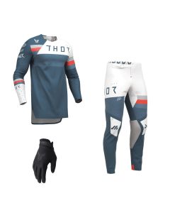 Thor MX Combo Hose Shirt Sportmode League blau weiss