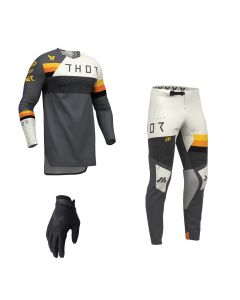 Thor MX Combo Hose Shirt Sportmode League grau gelb
