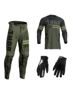 thor-pulse-combo-combat-schwarz-grun-hose-jersey-handschuhe-83277