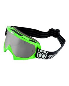 Crossbrille Offroad Brille Race grün Spiegel silber von TWO-X für Downhill Enduro Motocross