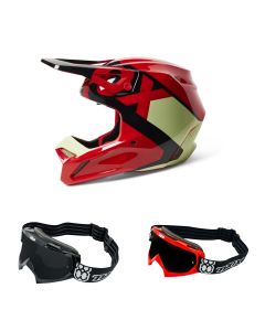 Fox V1 Xpozr Crosshelm rot mit TWO-X Race Brille