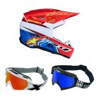Alpinestars Kinder MX Helm Combo SM3 Falcon rot weiss mit TWO-X Race Brille