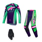 Alpinestars MX Combo Hose Shirt Techstar Nomur lila grün