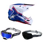 Alpinestars MX Helm Combo S-M7 Blaster blau weiss mit TWO-X Atom Brille