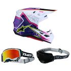 Alpinestars MX Helm Combo S-M7 Blaster pink weiss mit TWO-X Atom Brille