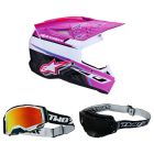 Alpinestars MX Helm Combo SM3 Falcon pink weiss mit TWO-X Atom Brille