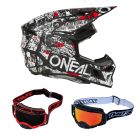 Oneal Crosshelm Combo 3SRS ATTACK mit TWO-X Atom Brille schwarz weiss