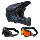 Oneal MTB Helm Combo BACKFLIP SOLID mit Race Brille weiss